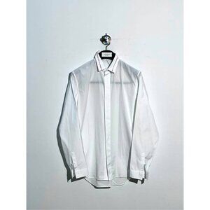 Dior White Long-Sleeve Cotton Shirt With Lapel Patchwork Design